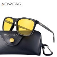 AOWEAR แว่นตากันแดดโพลาไรซ์สีเหลืองสำหรับผู้ชายและผู้หญิง,แว่นตามองกลางคืนสำหรับทั้งชายและหญิงแว่นตากันลมแว่นตากันแดดขับรถกลางคืนมีหมอก