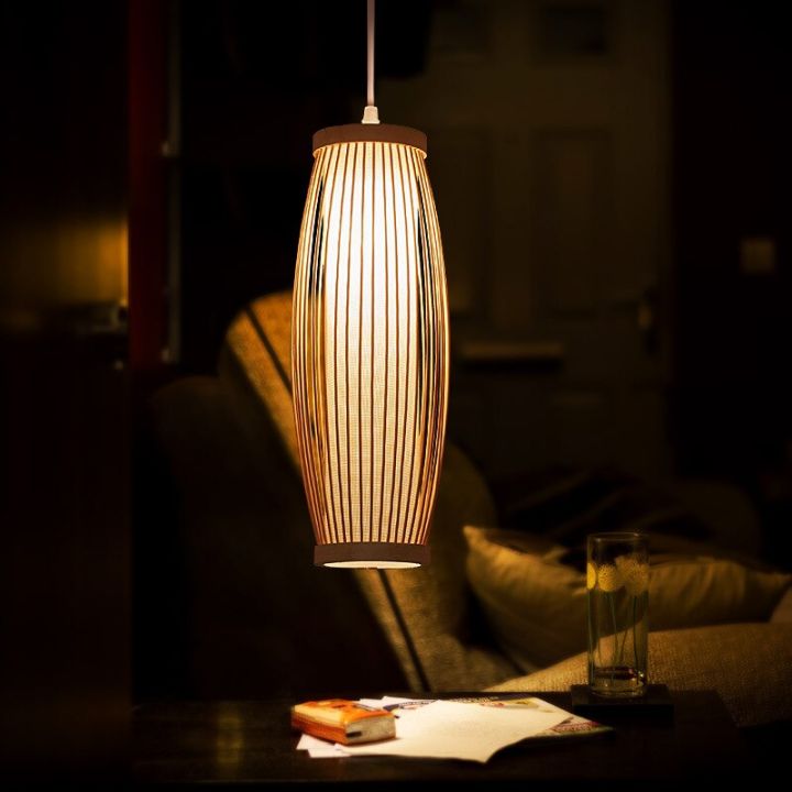 โคมไฟระย้าโคมไฟไม้ไผ่โคมไฟระย้าทำจากไม้แนวย้อนยุคในร้านอาหารโคมไฟแขวนผ้าทอมือ-e27ห้องไฟติดเพดาน