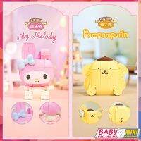 Hello Kitty ของเล่นแบบต่อสำหรับเด็กรถขนาดเล็ก Cinnamoroll บล็อกตัวต่อการ์ตูนเครื่องประดับ Kids Toys ของขวัญผลิตภัณฑ์ตกแต่งบนโต๊ะ