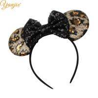 10pcslot Popular Leopard Sequins Hair Bow Mouse Ear Women&amp;Girl Hairband Handmade DIY Hair Accessories 2022 Headband Headwear