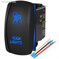 ♤□  Rock Lights Rocker Switch Waterproof Blue LED Lighted SPST ON Off 5 Pin Switch 20A/12V Rocker Switch with Jumper Wires for UTV