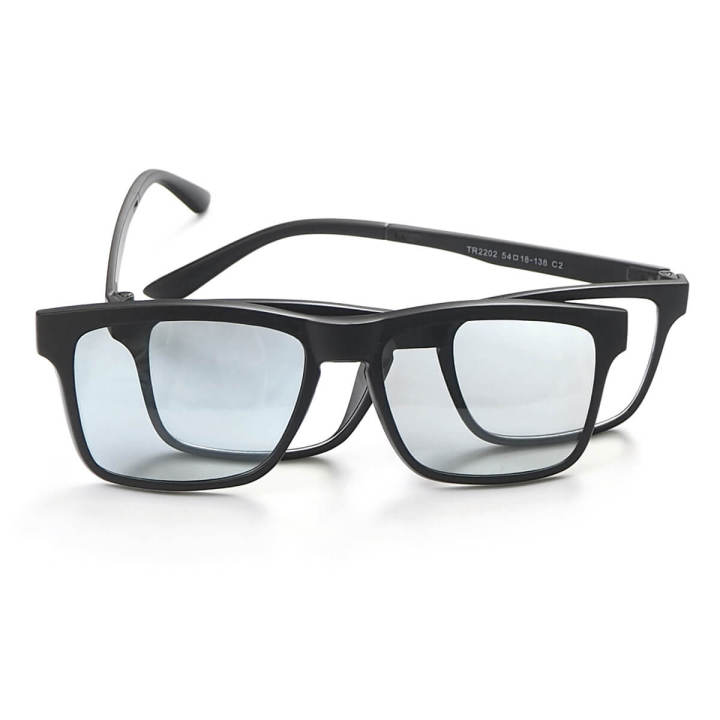 แว่นตาคลิปออน-คลิบเลนส์กันแดดแม่เหล็ก-แว่นสายตาสีดำ-เลนส์สีเทา-แว่นกันแดด-แว่นคลิปออน-รุ่นใหม่ล่าสุด