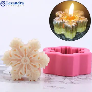 1pc Pink 3d Snowflake Silicone Cake Mould, Christmas Winter Theme Soap Mold