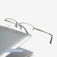 Business Men Ultralight Pure Titanium Glasses Frame For Myopia Reading Prescription Spectacles Half Rim Eyewear