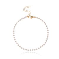 [COD] European and cross-border fashion simple single-layer handmade chain anklet female transparent glass beads beach