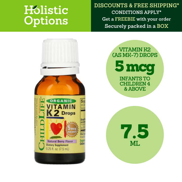 ChildLife Essentials, Organic Vitamin K2 Drops (Vitamin K2 as MK7) 5 mcg per Drop, Natural