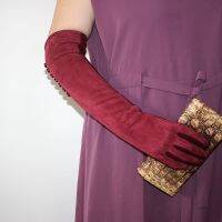 50 Cm Cotton Knit Long Gloves Female Touch Screen Autumn and Winter Warmth Girl Suede Arm Sleeve Outdoor Sun Protection