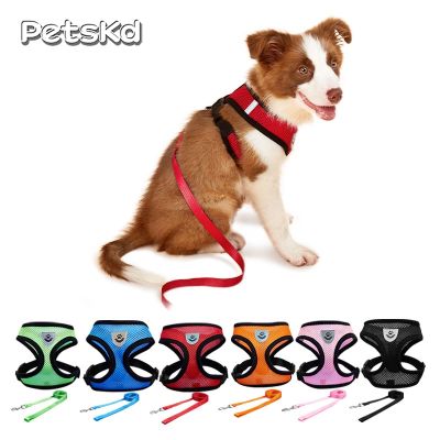 Dog Collar Cat Reflective Mesh Vest Adjustable Harness Walking Lead Leash Puppy Collar Soft Safety Rope For Small Medium Pets