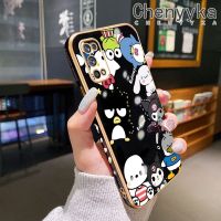 เคส Chenyyka สำหรับ Realme 7 Pro Narzo 20 Pro เคสครอบครัว Sanrio ขอบสี่เหลี่ยมเคสมือถือดีไซน์ใหม่บางลายชุบกล้องฝาปิดเลนส์เต็มป้องกันเคสนิ่มกันกระแทก