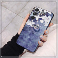 เคส Samsung Galaxy A24กาแล็คซี่ลายดอกไม้และแหวนที่วางแบบโลหะกลิตเตอร์ TPU นุ่มแวววาวของดอกแมกโนเลียสำหรับฝาหลัง Galaxy A24กาแลคซี