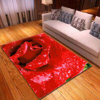 3D Cetak Putih Merah Biru Rose Bunga Corak Permidani Ruang Tamu พรมเสื่อกันลื่น Lorong Bilik Tidur Bilik Mat Dapur Lantai