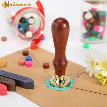 Wood Handle Wax Seal Antique Plant Pattern Sealing Wax Stamp DIY Craft Tool