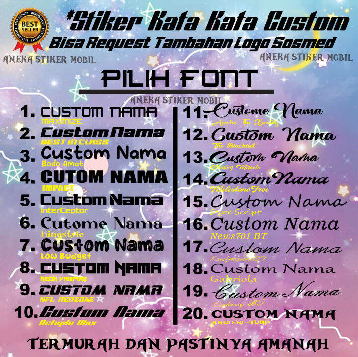 Stiker Kata-Kata Custom Nama Dan Logo Sosmed | Lazada Indonesia