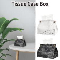 Tissue Case Box Container PU Leather Marble Pattern Bag Papers Tissue Pouch Cosmetic Napkin Holder Box Case Organizer Y3H8