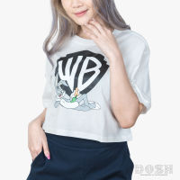 DOSH WOMENS CROPPED TOPS WB เสื้อยืดครอปคอกลม แขนสั้น ผู้หญิง DWAWT1002-OW