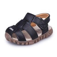 Size 21-30 Toddler Boy Sandals Kids Summer Beach Shoes Boys Soft PU Leather Closed Toe Sandals