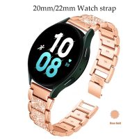 สายนาฬิกา20มม. 22มม. สำหรับ Galaxy Watch 4/Classic/5 /Pro/active 2 40มม. 44มม. สายข้อโซ่เพชรของผู้หญิง Gt