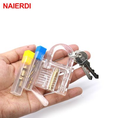 【CC】✧✳♞  NAIERDI Removable Transparent Visible Pick Cutaway Practice Lock Repeaed Assemble Padlock Training Locksmith Hardware