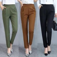 COD dsfgerrety high quality Cotton Pant Hemp Fashion Suit pants Womens Large Size High Waist Loose Elastic Casual Pants COD