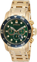 Invicta Mens 0075 Pro Diver Chronograph 18k Gold-Plated Watch