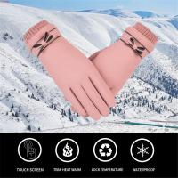 UUMIR Outdoor Elegant Thermal Soft Leather Trendy Thick Full Finger Gloves Winter Gloves Touch Screen Mittens Women Gloves