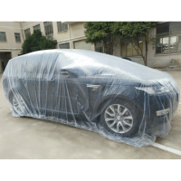 Universal car cover fit for M / L / XL disposable, waterproof, transparent plastic, dustproof car cover