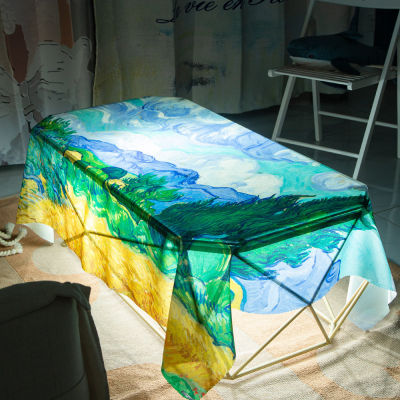 （HOT) โรงงานจัดหาโดยตรง ระเบิดแผ่นรองโต๊ะกาแฟย้อนยุค Van Gogh Apricot ภาพวาดสีน้ำมันผ้าปูโต๊ะป้องกันความร้อนและกันน้ำ
