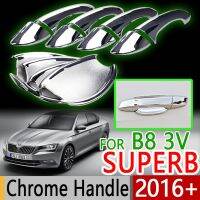 สำหรับ Skoda Mk3 B8คุณภาพสูง3V 2016-2018ที่จับประตูชุบโครเมียมชุดแต่งขอบ4ชิ้นซีดานคอมบี้แต่งรถสติกเกอร์ตกแต่งรถยนต์