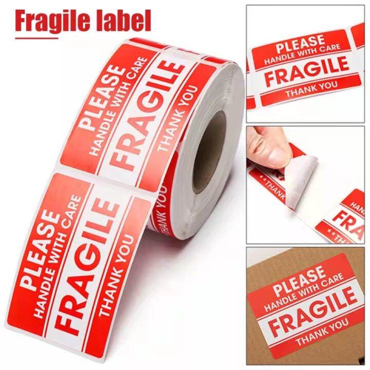 Goojprt Pcs Roll X Mm Red Fragile Sticker Handle With Care