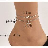 XUYU 2PCSSet Silver Color wave Anklets For ashion Exquisite Fish Tail Ankle celets High Quality Female Chain 2020