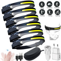 COB Led Headlamp LED USB Rechargeable COB Headlamp Led Front Lampe Frontale Torch 5 Lighting Modes with Built-in Battery