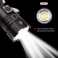 【lz】❁❀  Farol led xhp70 para acampamento e caça farol recarregável com zoom bateria 2020 novo potente bateria 18650