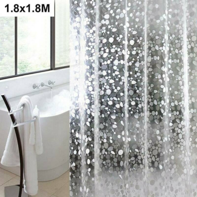 Waterproof Bathroom Shower Curtain Fabric Extra Long Wide With Hooks Ring Set