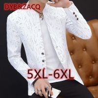 DYB &amp; ZACQ ชุดลำลองสำหรับผู้ชายเบลเซอร์คอปกเทรนด์เบลเซอร์ปริ้นท์ลาย5XL 6XL