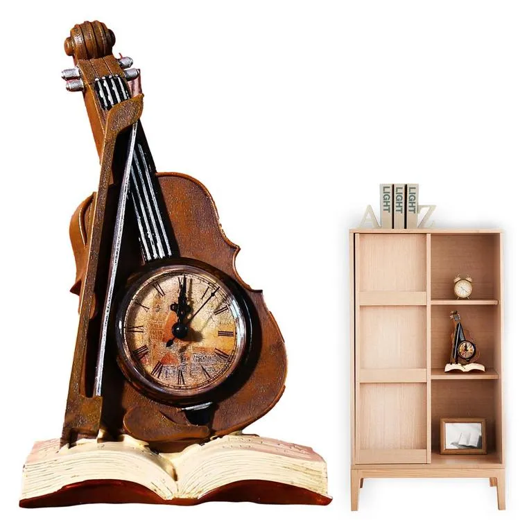 Violin Resin Decoration Vintage Room Decor Clock for Bedroom ...