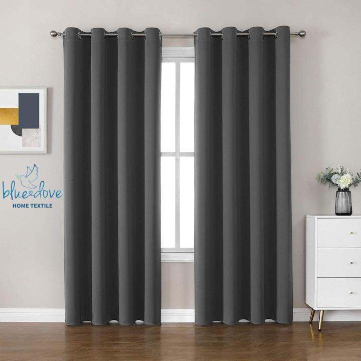 Gray 1 Panel 7ft Modern Blackout Curtains for Living Room Bedroom Curtains  for Window Treatment Drapes Solid 85-90% Blackout Curtains A-1886 | Lazada  PH