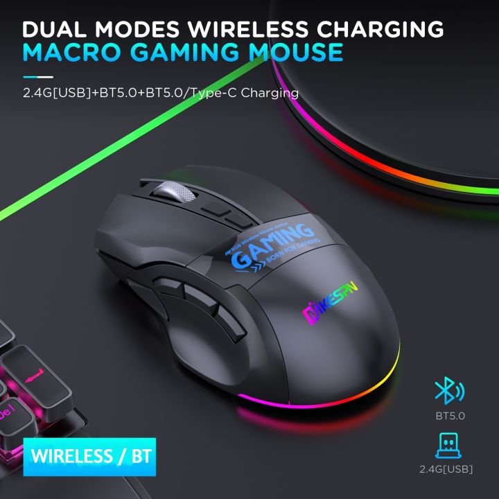 Rgb Wireless Mice W10 Bluetooth Mouse 2400dpi Led Gaming Accessories 