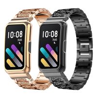 ❁♤∋ Diamond Watchband For Honor Band 6 7 Smart Band Metal Strap Case Protector For Huawei Band 7 6 Wristband Protective Cover Correa