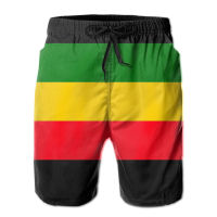 Hot Sale Beach Breathable Quick Dry Funny Novelty R333 running Green Yellow And Red Rasta Flag Hawaii Pants Beach Shorts