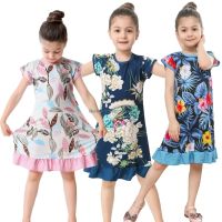 Summer Girls Princess Dresses Children Cartoon Print Pajamas Baby Sleepwear Girls Nightgown Home Clothing Kids Soft Nightdress