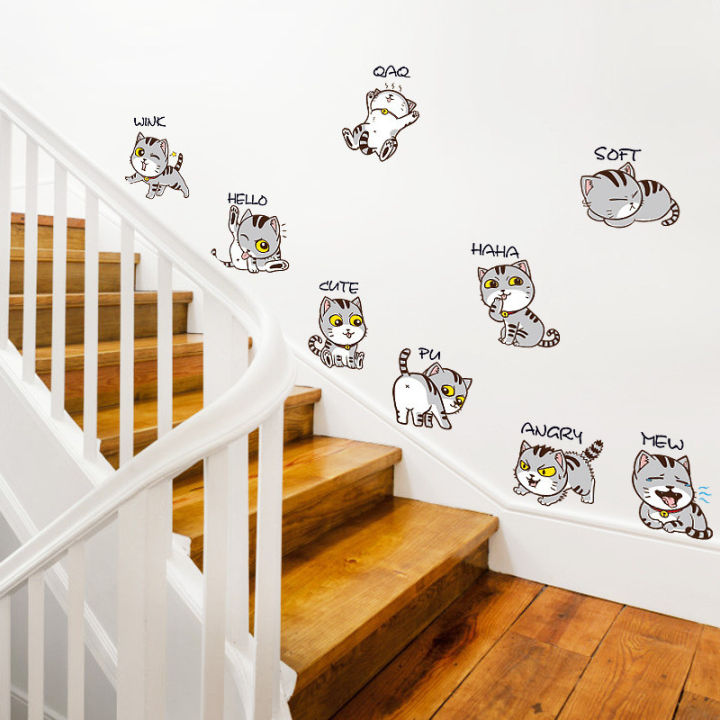 taroball-a-set-cute-cat-window-stickers-waterproof-wallpaper-diy-windows-films-decor-wall-stickers-for-home