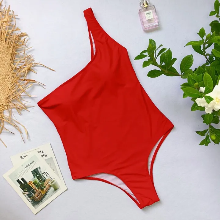 【M&M】32 COD Korean Swimwear One Shoulder Bikini Stripe One Piece Korean swimsuit454 Lazada PH
