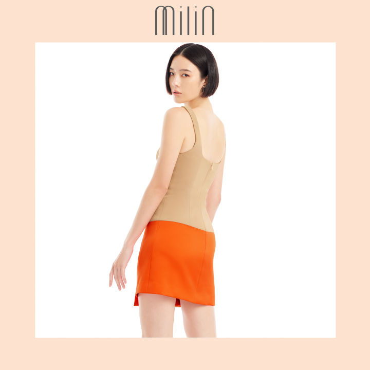 milin-two-toned-sleeveless-mini-dress-เดรสสั้นแขนกุด-2-โทนสี-candidate-dress