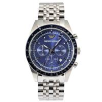 นาฬิกาข้อมือผู้ชาย EMPORIO ARMANI Sportivo Chronograph Blue Dial Stainless Steel Mens Watch AR6072