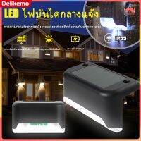 ไฟติดบันได ติดกำแพงหน้าบ้าน รั้วบ้าน เพิ่มความสวยงาม ไฟเหลือง Solar Light 2 LED ไฟปักสนาม พลังงานแสงอาทิตย์โซล่าเซลล์【Delikemo】