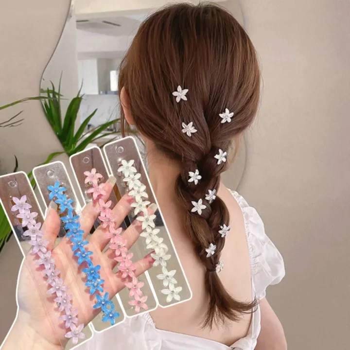 ❤ In stock ❤ 10pcs/pack Women Girls Headwear Small Flower Hair Buttons  Braided Mini Hair Claw Hair Accessories Hair Claw Clips Hairpin | Lazada PH
