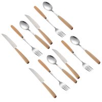 （glistening shop）ชุดช้อนส้อม12ชิ้น Woodcutlery SetHandle Flatware SetForkSet Tableware