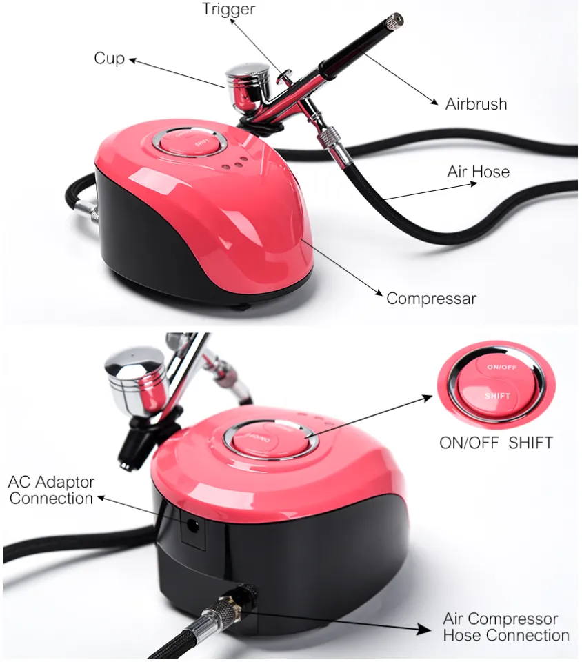 KADS Airbrush with Compressor 0.2/0.3/0.4mm Nozzle Injector