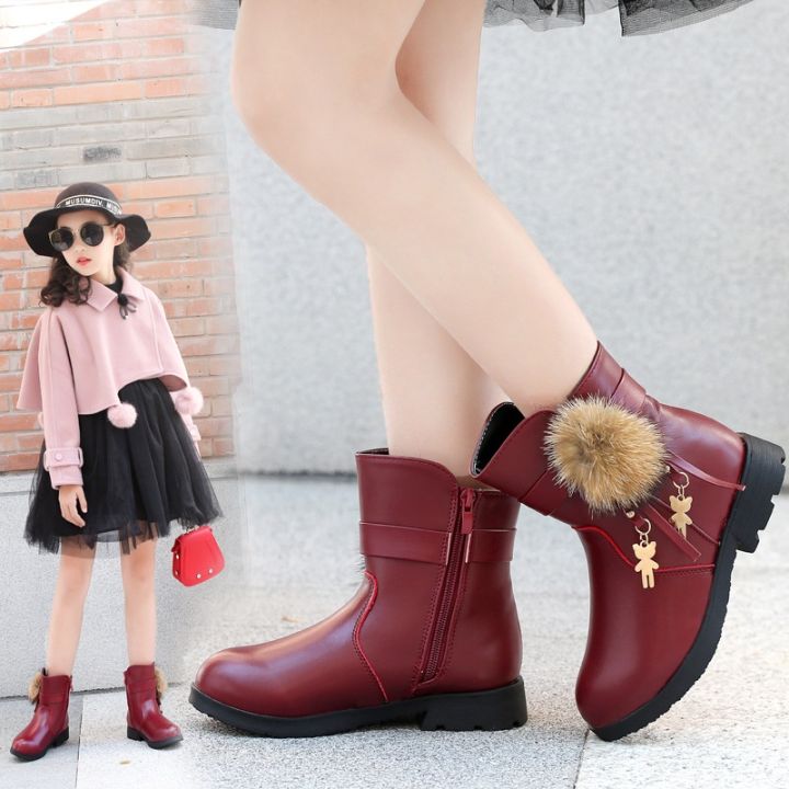 【Ready stock】 Children Boots Fashion Girls Leather Boots Kids Princess ...