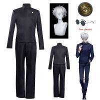 ร้อน, ร้อน★Anime Gojo Satoru Cosplay Jujutsu Kaisen Cosplay Costume High School Uniform Uniform Wigs Eye Patch Glasses Halloween Party Men